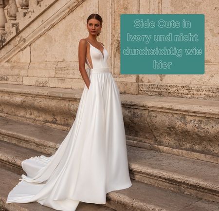 Brautkleid mit breiten Trägern Grösse 44, neuwertig