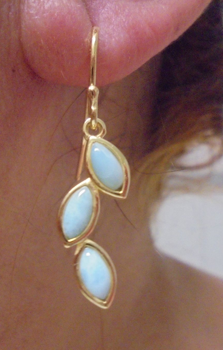 Orecchini pendenti & Orecchini a lobo: Echtschmuck: Larimar Silberohrhänger, vergoldet – Nuovo (secondo la descrizione) da Zuchwil venduto da maumauchi