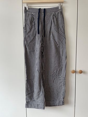 Uniqlo Flanell-Hose mit Vichy-Karo Blau-Weiss Gr. XS