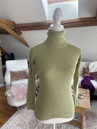 Rollkragpullover aus Seide, hellgrün, S