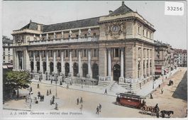 Geneve - Hotel des Postes - Tram Tramway - animee - Litho