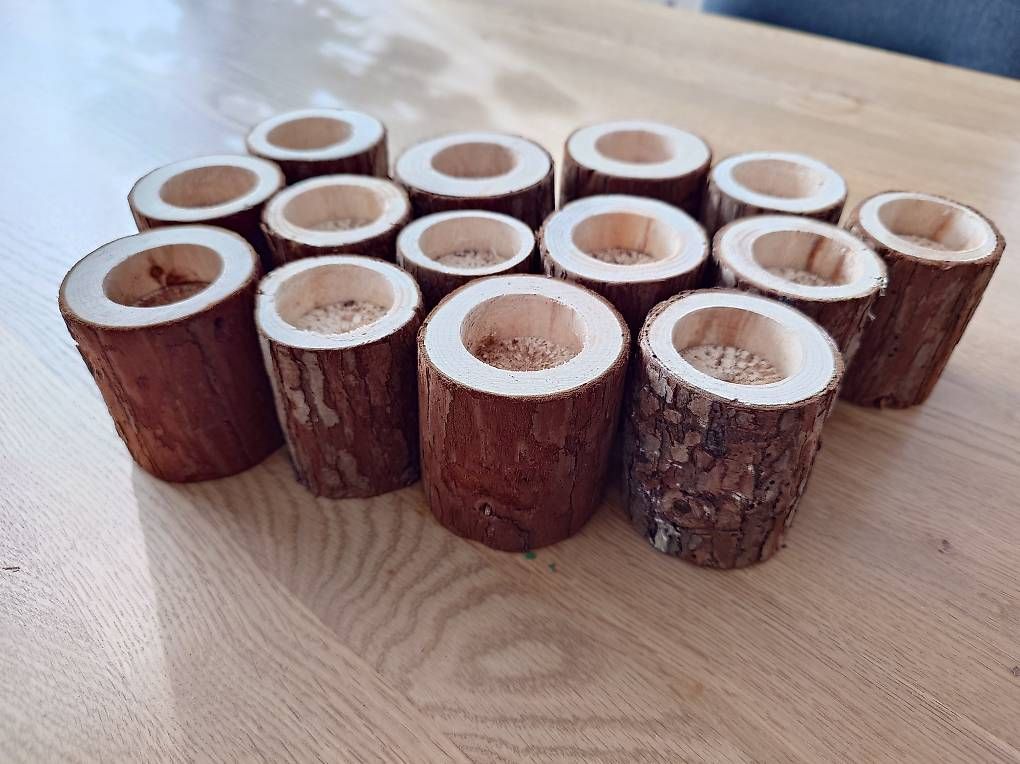 Portacandele: 12 Holz-Teelichthalter, 7 cm – Usato da Winterthur venduto da CeVe95 3
