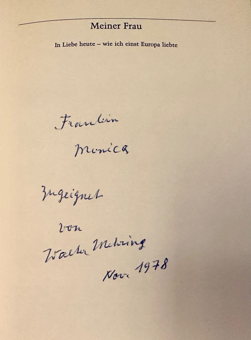 Bücher: Walter Mehring: Die verlorene Bibliothek. 1978 – Gebraucht aus Zürich von allp 3