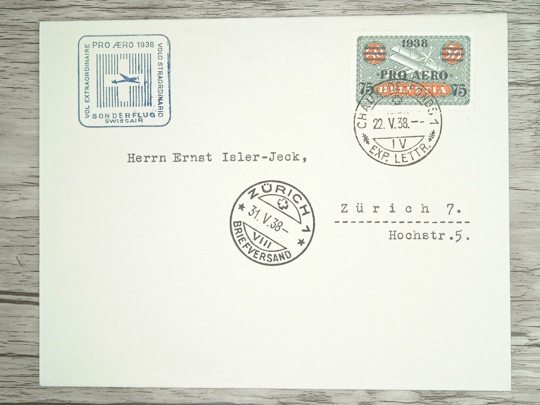 Tutti i francobolli: TR105 Enveloppe Suisse + Timbre 1938 – Usato da Cousset venduto da Patrick_Collections