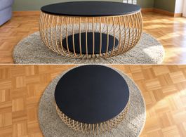 Runder Couchtisch Schwarz/Gold – 80 × 80 × 46 cm