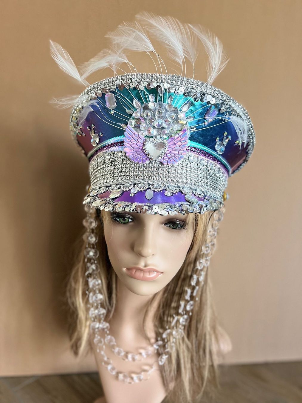 Copricapi, berretti & cappellini: Burning man LED Handmade Captain party hat Meermade 57 – Nuovo (secondo la descrizione) da Wil SG venduto da cpeios 4