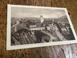 Alte Ansichtskarte von St. Gallen mit Bahnhof, 1917 selten