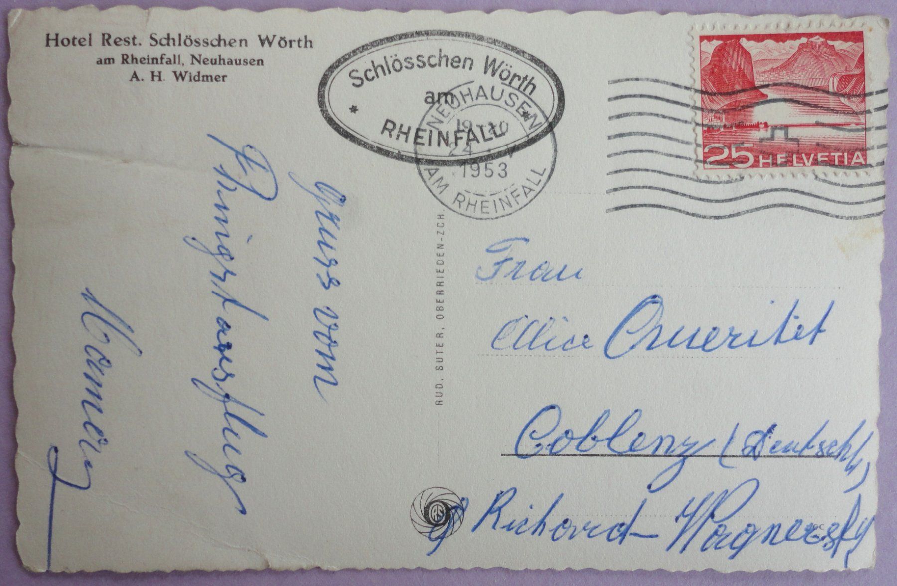 Cartes postales: Rheinfall mit Schloss Laufen – Défectueux à Fétigny par Billy2miny 1