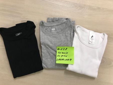 Shirts/3xLangarm, schw. 116/ weiss und grau 128