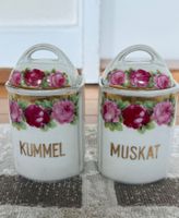 Vorratsdose Kümmel/Muskat mit Rosenmotiv, Porzellan 2er Set