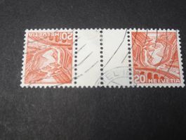 KZ11zC/S49Az 20 Rp., KEHRDRUCK MIT ZWISCHENSTEG; GESTEMPELT