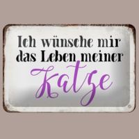 🔥 DAS LEBEN MEINER KATZE Blechschild 💜 12x18cm OVP 🔥