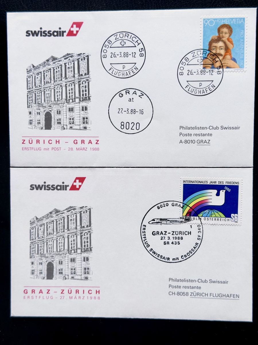 Alle Briefmarken: Flugpost Swissair etc. 20-Briefe (2) – Gebraucht aus Glattbrugg von Artos67 8