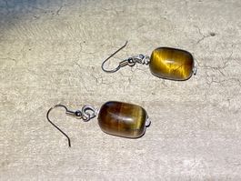 natürliches Tigerauge Ohrringe - handmade