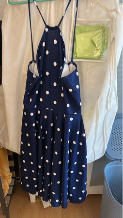 Blaues Sommerkleid mit weissen Punkten Gr. 40/42 