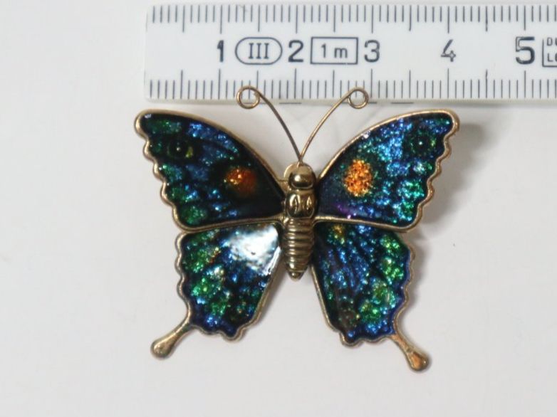 Broschen & Nadeln: Vintage Emaille Schmetterling Brosche 70's Email NOS – Neu (gemäss Beschreibung) aus Eschenbach SG von Astalavista 1