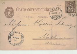 CH Ganzsache Postkarte Frageteil - o 1878 Sursee Oberkirch