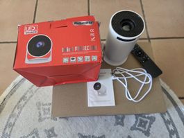 Mini projecteur LED Rotundity blanc avec accessoires
