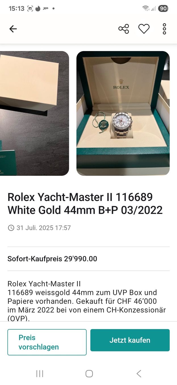 Rolex Orologi: rolex yachtmaster wg – Nuovo (secondo la descrizione) da Heimberg venduto da vmax57 4