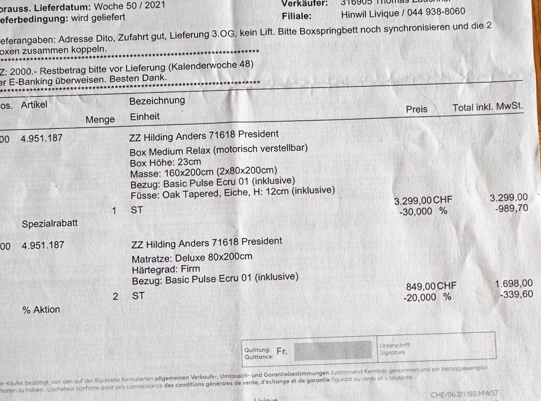 Livique Letti: Boxspring Hilding Anders 160x200. – Usato da Grüningen venduto da Naturstimme 3