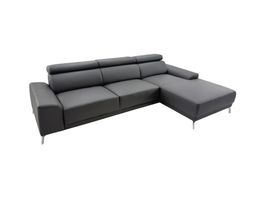 Ecksofa LUCIO - Leder dunkelgrau (294x175 cm)