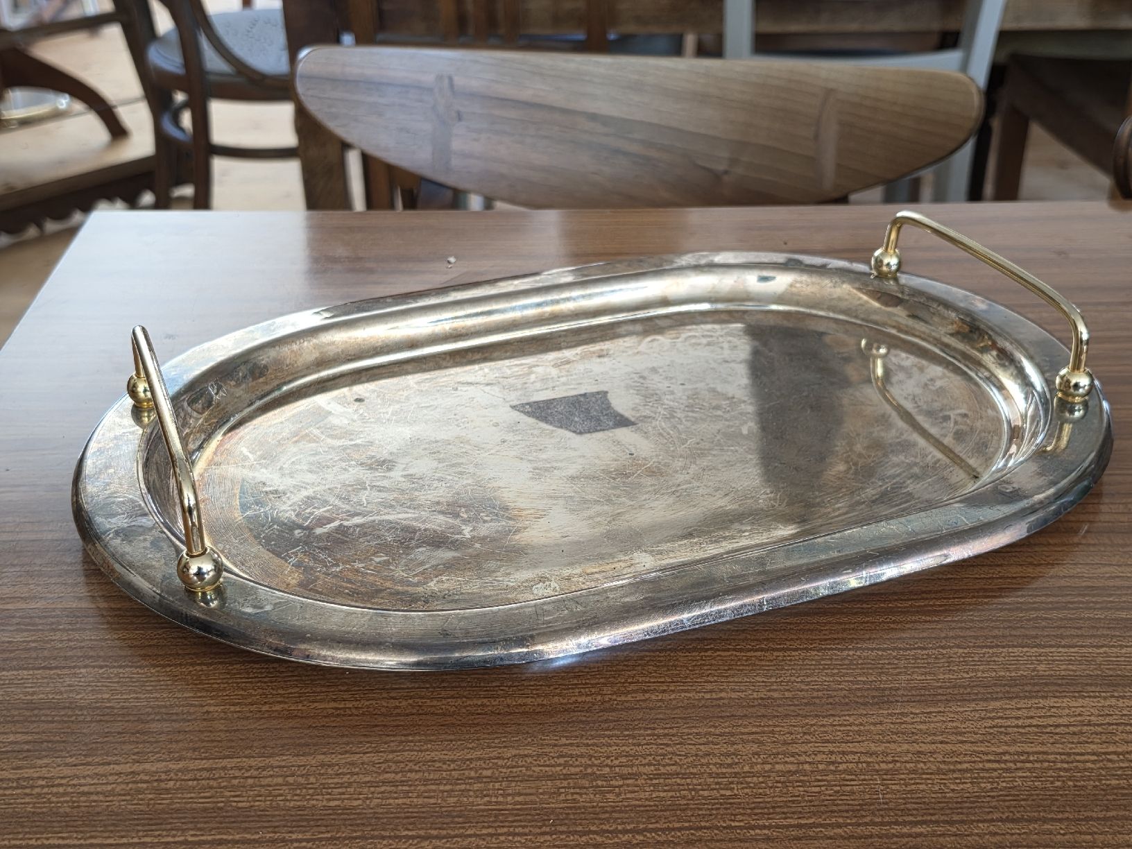 Piatti di portata: Tablett oval mit Griffen versilbert gebraucht – Usato da Mettlen venduto da elios0888 9