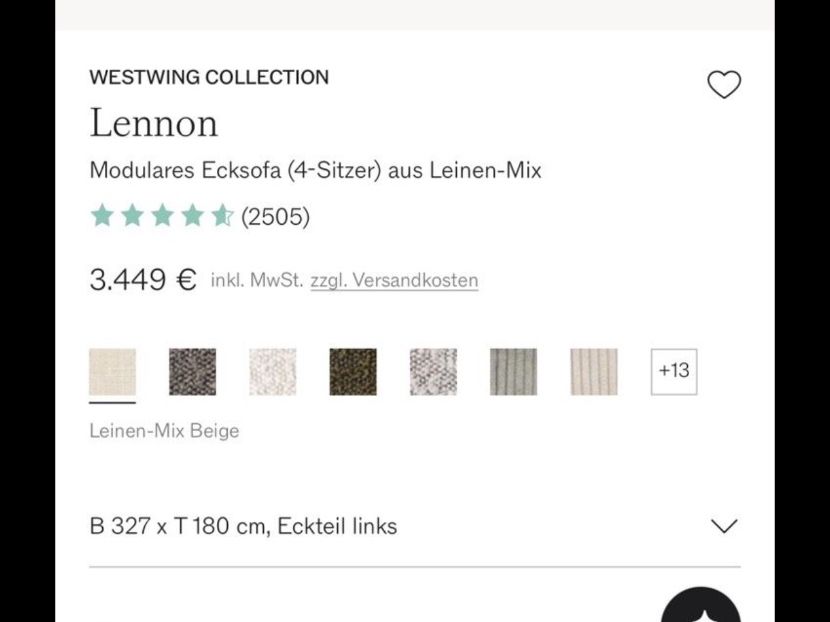Westwing Divani: Westwing Lennon Sofa Leinen beige – Nuovo (secondo la descrizione) da Rekingen AG venduto da LNPE-Elektro 5