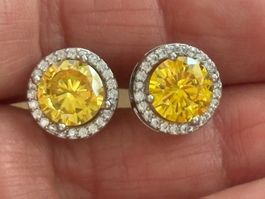Luxus Elegante Zirkonia Ohrstecker Farbe: Silber/Gelb