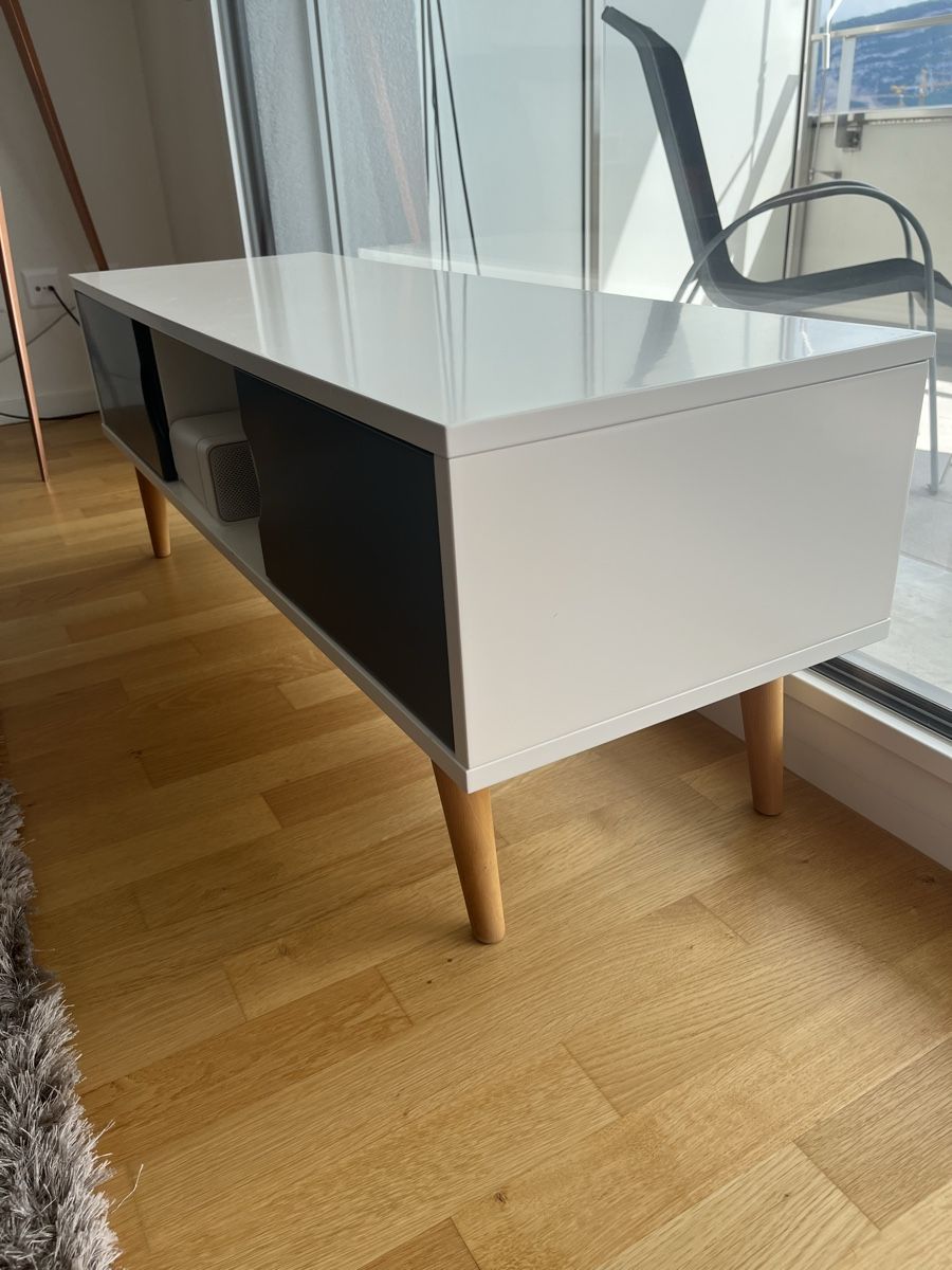 TV Möbel: Buffet Console Table Basse - Blanc et Bois - 120x40x45cm – Gebraucht aus Petit-Lancy von ide_h2t9 1