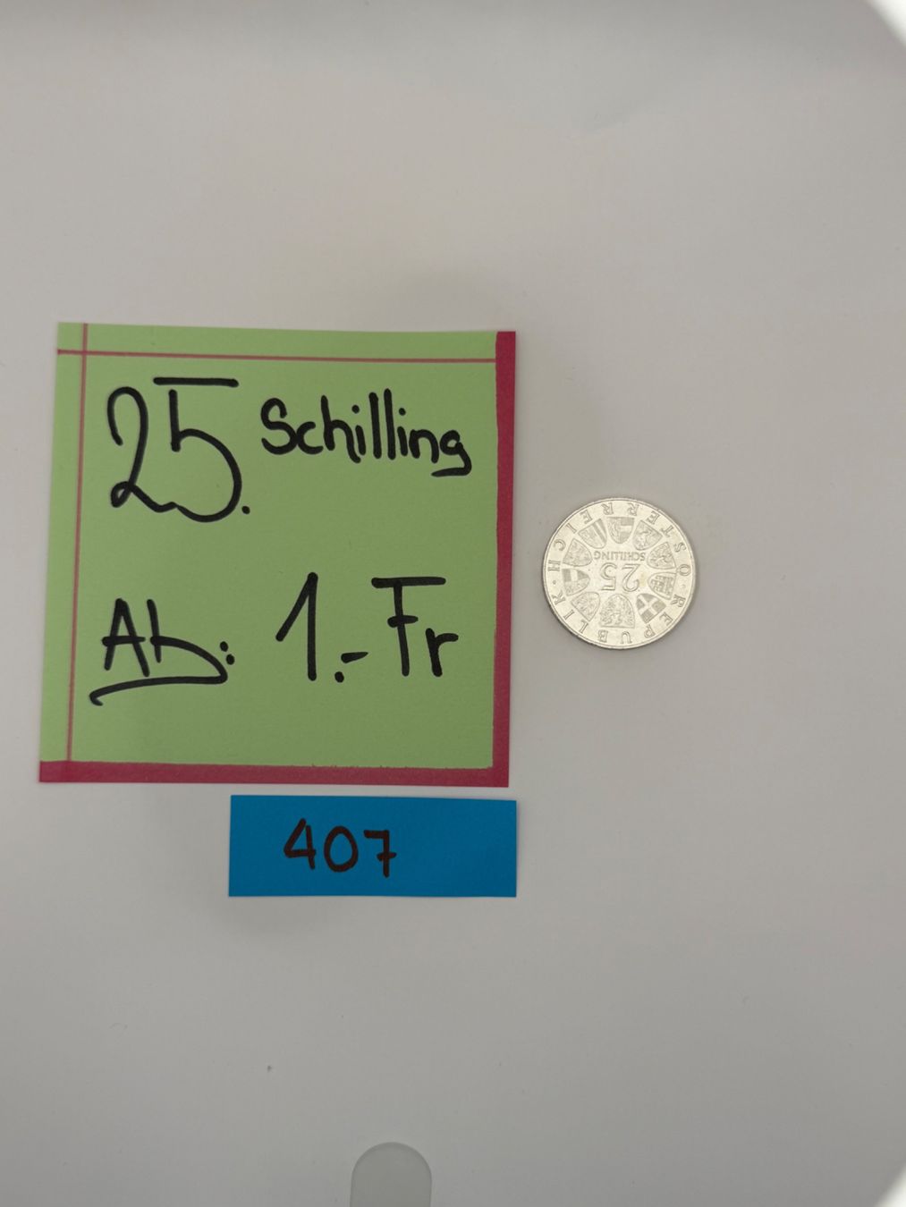 Toutes les monnaies: 25 Schilling Ab: 1.- Fr. – D'occasion à Engi par kasi09 1