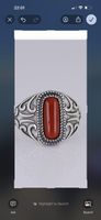 Vintage Sterling Silver Coral Ring, Size 9, Summer Sale!