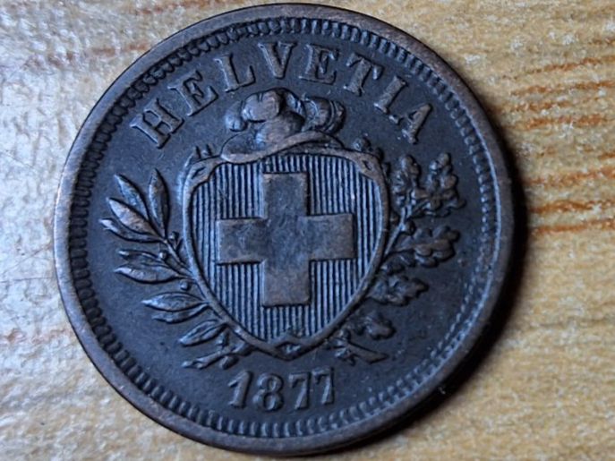 Tutti le monete: 1 Rappen 1877 - SELTEN! – Usato da Münchenstein venduto da purbach1 8