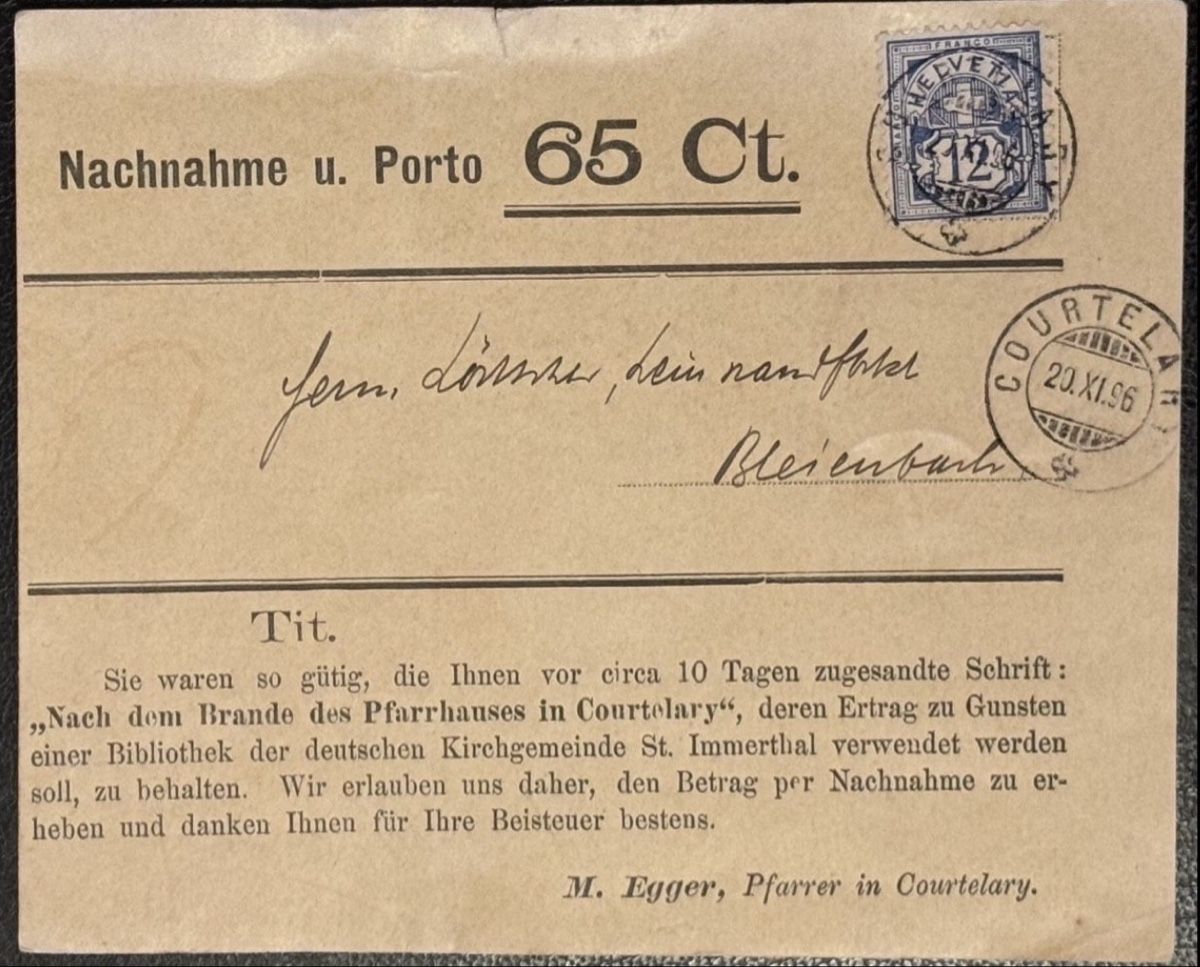 Tutti i francobolli: Briefumschlag mit Stempel und Adresse, 29.XI.96 – Usato da birsfelden venduto da tim0444