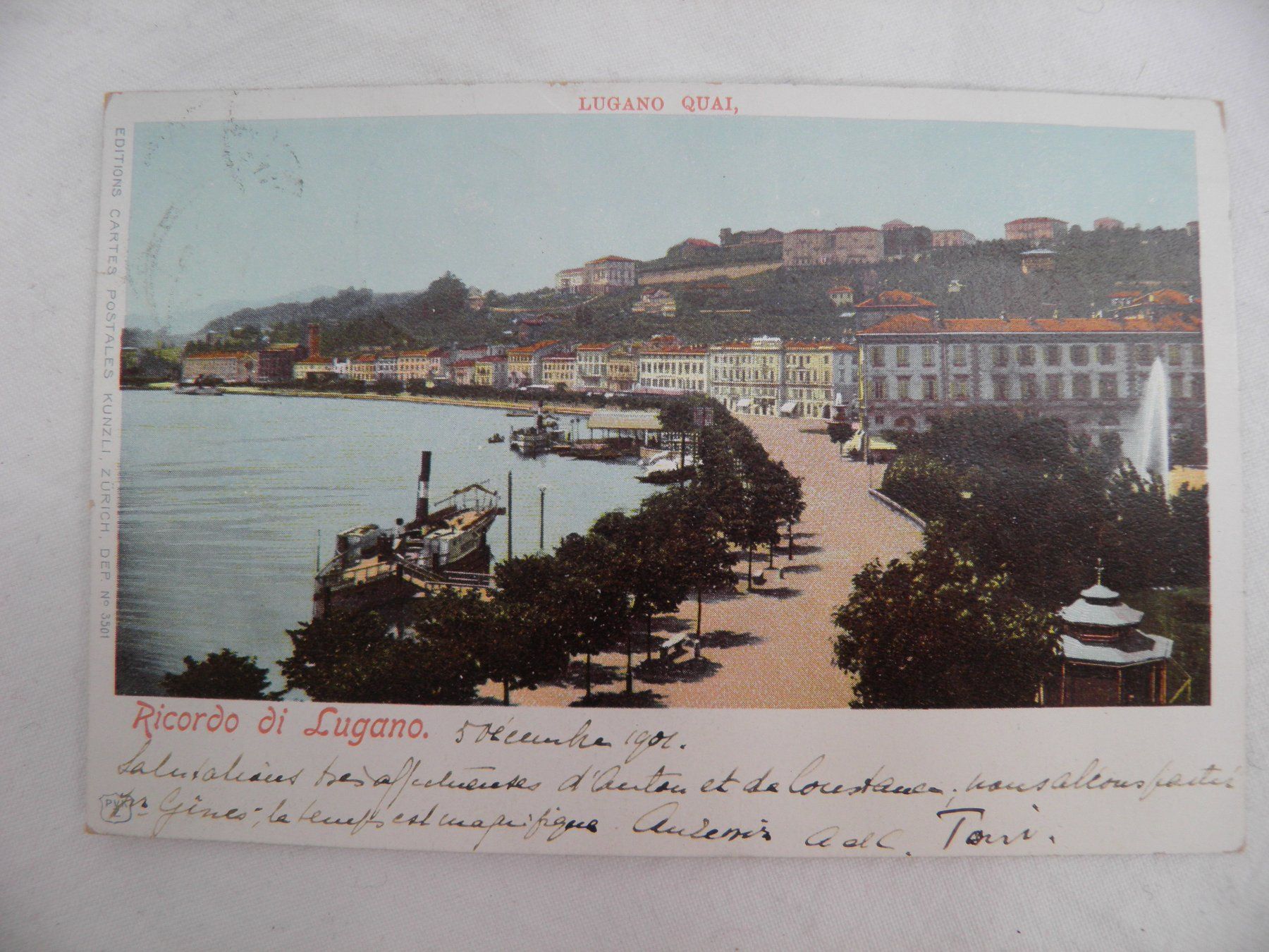 Cartoline postali: Ansichtskarte LUGANO, 5.12.1901 – Usato da Rüti ZH venduto da corvus-corvus