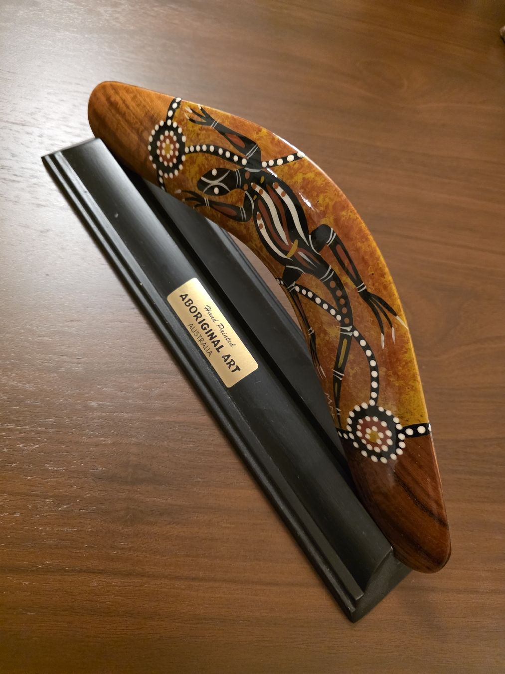 Tutte le decorazioni: Handbemalter Aboriginal Boomerang, Lizard Design, Holz – Usato da St. Gallen venduto da DP_St.Gallen 2