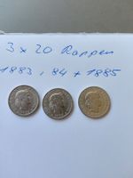 3x 20 Rappen Münzen 1883 1884 1885