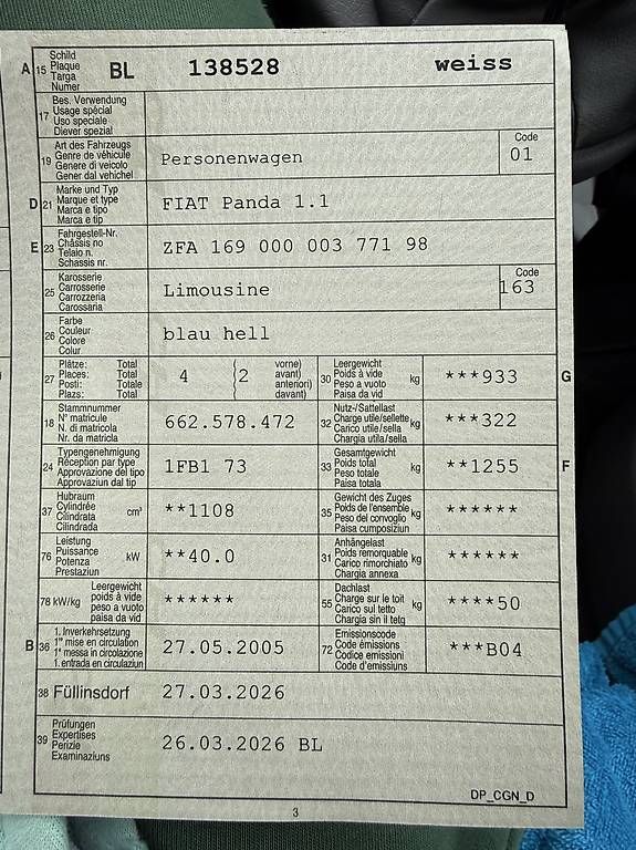 Automobili: Fiat Panda 1.1 – Usato da Pratteln venduto da len_lkt7 4