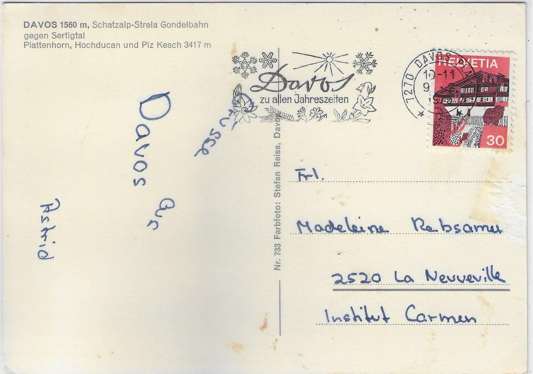 Cartoline postali: Davos - Schatzalp-Strela Gondelbahn – Usato da Ettingen venduto da Kartenplanet 1