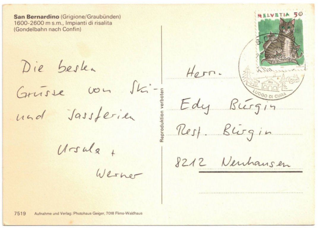 Cartoline postali: San Bernardino - Gondelbahn Confin – Usato da Binningen venduto da Mountainrider 1