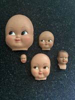 5 Vintage Puppengesichter / Masken aus Papiermaché (5–20 cm)