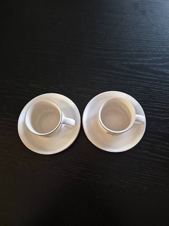 Tasses: 2 wunderschöne Espressotassen mit Palmen inkl. Unterteller – D'occasion à Allschwil par Sandyheart 1