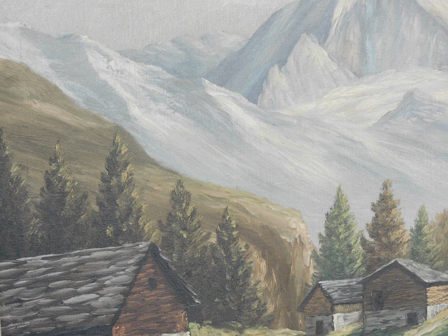 Gemälde: Kunst Landschafts Gemälde grosses altes Ölgemälde – Gebraucht aus Sursee von 76 2