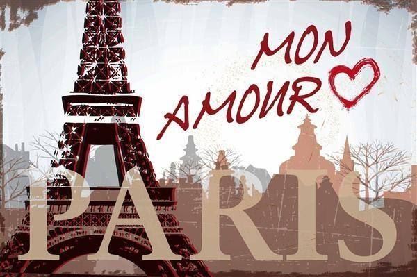 Insegne: Blechschild-PARIS EIFELTURM-LIEBE MON – Nuovo e nell'imballaggio originale da Rupperswil venduto da big-one-sale