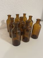 9 kleine Vasen Braunglas für Deko
