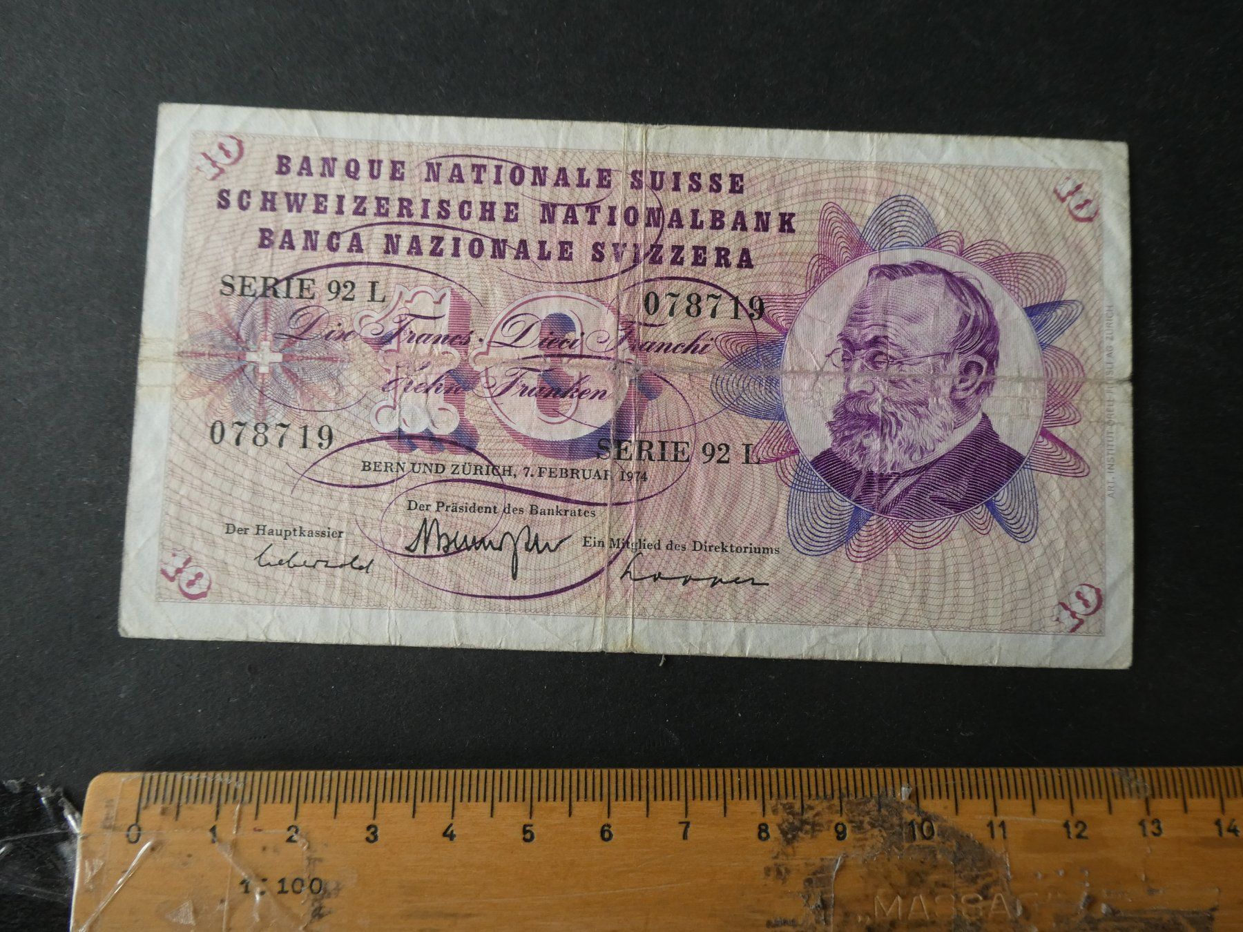 Banconote: Schweiz 1974, 10 Franken – Usato da Hinterforst venduto da Rohusri