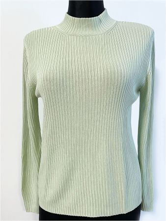 Pullover 100% Seide Gr. M/L hellgrün 2x2 Strick VINTAGE