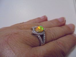 Echtschmuck: Silberring 925er mit Welo-Opal / 56
