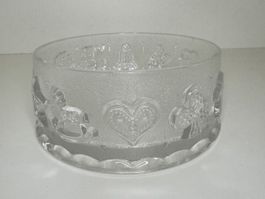 Vintage Glasschale Relief 28 cm massiv (selten)