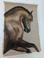Peinture de cheval ! Gouache sur carton, signée.