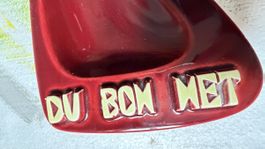 Aschenbecher Keramik rot „Du Bon Net“ - Vintage